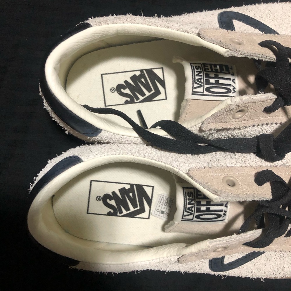 VANS OFF THE WALL SKATER SHOE MEN SIZE 10.5 TEXTURED LEATHER CREAM BLACK PRO NEW - Picture 4 of 6